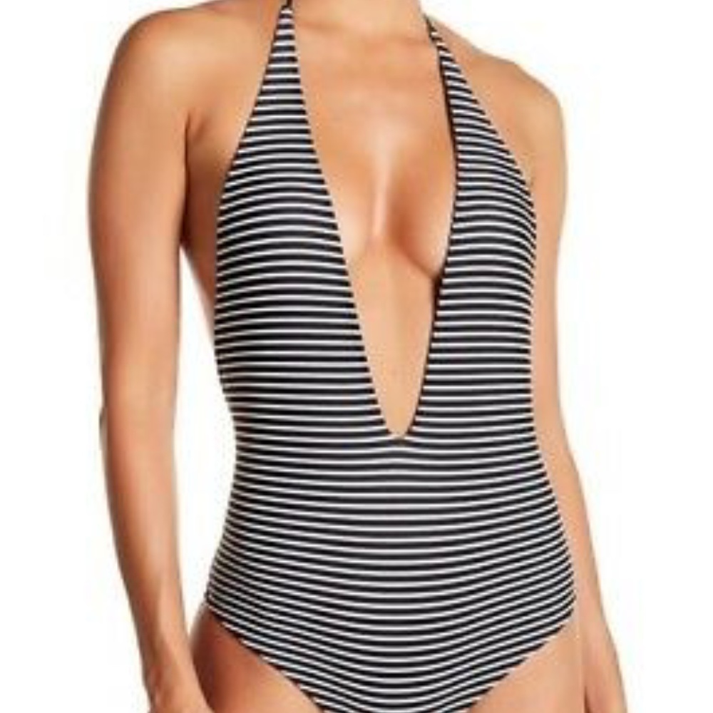 Mikoh Hiano One Piece Stripe Tie Neck Women's Swim